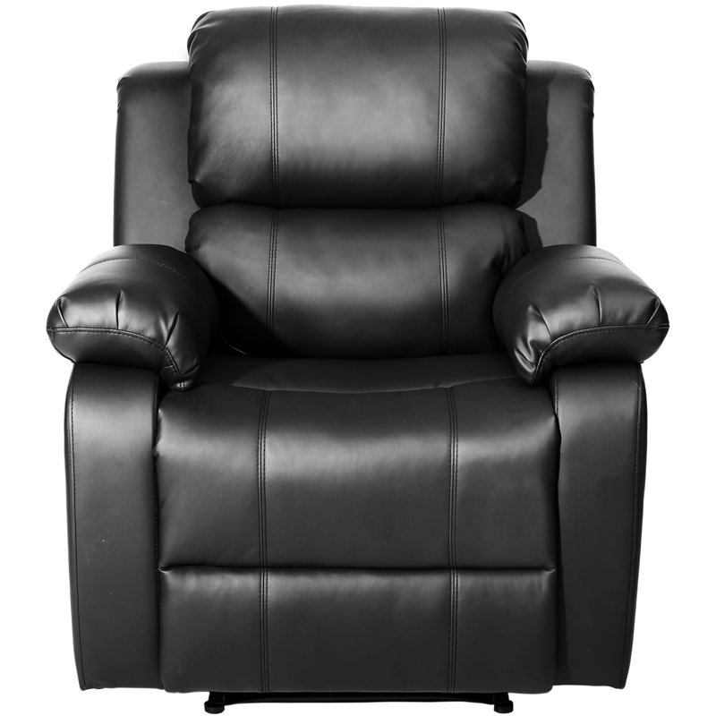 Schnappi Black Pu Leather Massage Ergonomic Lounge Recliner With